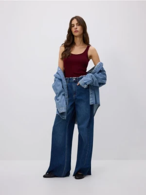 Reserved - Jeansy wide leg z rozdarciami - niebieski