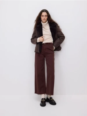 Reserved - Jeansy wide leg z wysokim stanem - brązowy