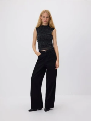 Reserved - Jeansy wide leg z wysokim stanem - czarny