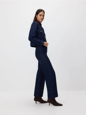 Reserved - Jeansy wide leg z wysokim stanem - granatowy