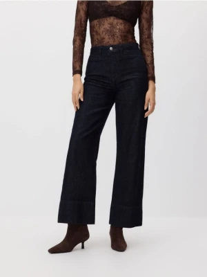 Reserved - Jeansy wide leg z wysokim stanem - szary