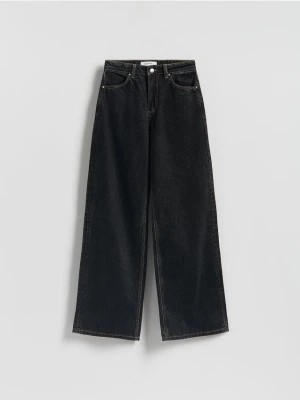 Reserved - Jeansy wide leg z wysokim stanem - szary