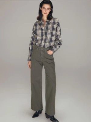 Reserved - Jeansy wide leg z wysokim stanem - zielony