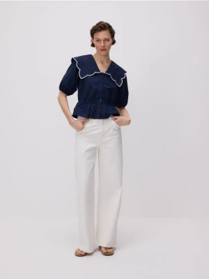 Reserved - Jeansy wide leg ze średnim stanem - biały