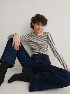 Zdjęcie produktu Reserved - Jeansy wide leg ze średnim stanem - granatowy