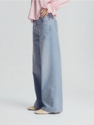 Reserved - Jeansy wide leg ze średnim stanem - niebieski