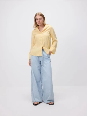 Reserved - Jeansy wide leg ze sznurkiem - niebieski