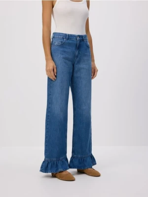 Reserved - Jeansy z falbankami - niebieski