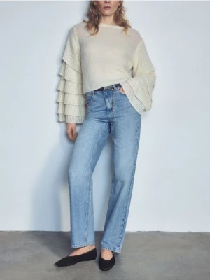 Reserved - Jeansy z paskiem - turkusowy