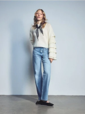 Reserved - Jeansy z paskiem - turkusowy