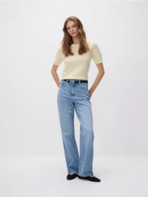 Reserved - Jeansy z paskiem - turkusowy