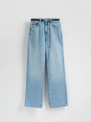 Reserved - Jeansy z paskiem - turkusowy