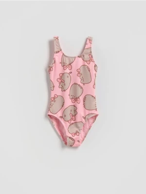Reserved - Jednoczęściowy strój kąpielowy Pusheen - brudny róż