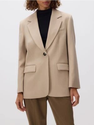 Reserved - Jednorzędowa marynarka oversize - beżowy