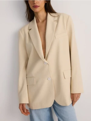 Reserved - Jednorzędowa marynarka oversize - złamana biel