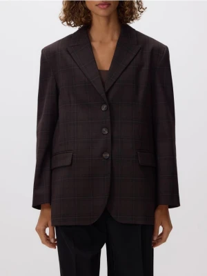 Reserved - Jednorzędowa marynarka w kratę - ciemnobrązowy