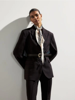 Reserved - Jednorzędowa marynarka w kratę - ciemnobrązowy