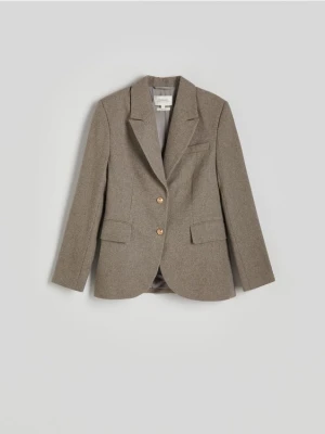 Reserved - Jednorzędowa marynarka z wełną - beżowy