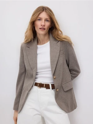 Reserved - Jednorzędowa marynarka z wełną - beżowy