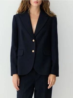 Reserved - Jednorzędowa marynarka z wełną - granatowy