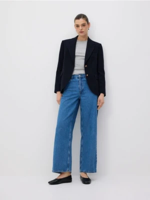 Reserved - Jednorzędowa marynarka z wełną - granatowy