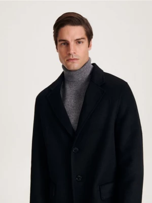 Reserved - Jednorzędowy płaszcz z wełną - Czarny