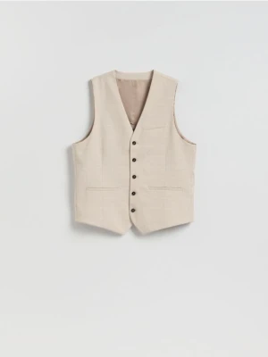 Reserved - Kamizelka garniturowa w kratę - beżowy