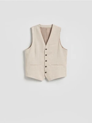 Reserved - Kamizelka garniturowa w kratę - beżowy