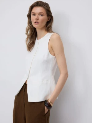 Reserved - Kamizelka garniturowa z lnem - biały