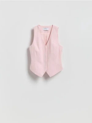 Reserved - Kamizelka garniturowa z wiązaniem - pastelowy róż