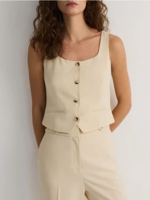 Reserved - Kamizelka garniturowa - złamana biel