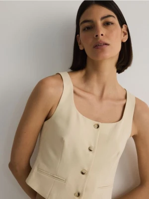 Reserved - Kamizelka garniturowa - złamana biel