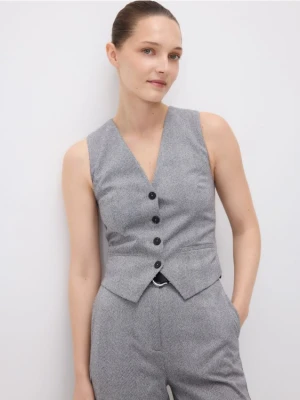 Reserved - Kamizelka w jodełkę - ciemnoszary