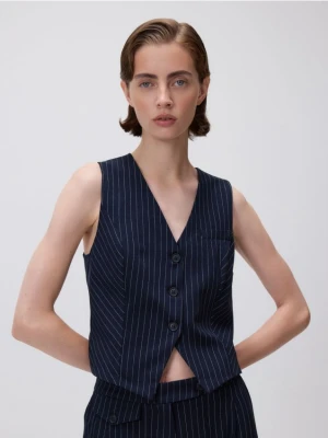 Reserved - Kamizelka w paski - granatowy