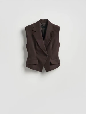 Reserved - Kamizelka z asymetrycznym zapięciem - brązowy