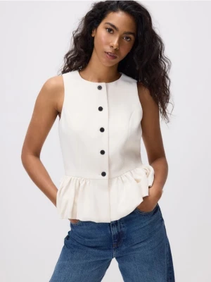 Reserved - Kamizelka z baskinką - złamana biel