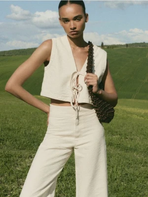 Reserved - Kamizelka z denimu - kremowy