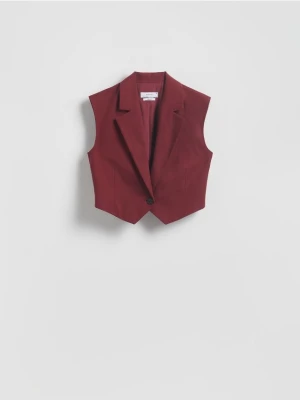 Reserved - Kamizelka z dodatkiem lnu - burgundowy