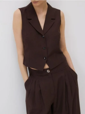 Reserved - Kamizelka z dodatkiem lnu - ciemnobrązowy