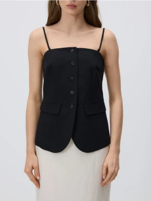 Reserved - Kamizelka z dodatkiem lnu - czarny