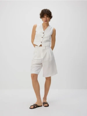 Reserved - Kamizelka z dodatkiem lnu - złamana biel