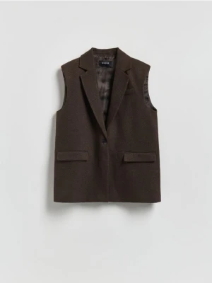 Reserved - Kamizelka z dodatkiem wełny - ciemnobrązowy