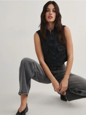 Zdjęcie produktu Reserved - Kamizelka z gniecionej tkaniny - czarny