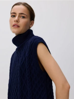 Reserved - Kamizelka z golfem - granatowy