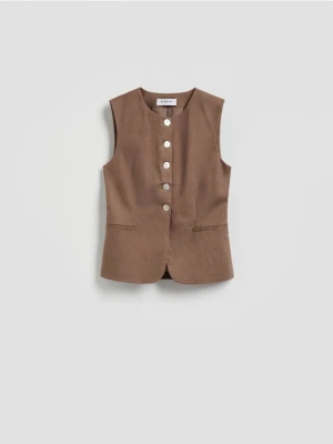 Reserved - Kamizelka z lnem - beżowy