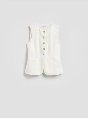 Reserved - Kamizelka z lnem - biały