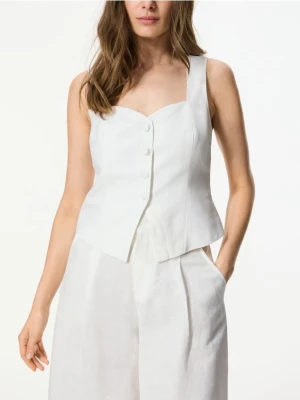 Reserved - Kamizelka z lnem - biały