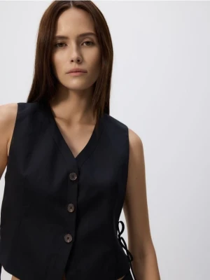 Reserved - Kamizelka z lnem - czarny