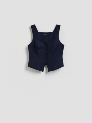 Reserved - Kamizelka z lnem - granatowy