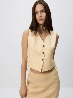 Reserved - Kamizelka z lnem - jasnożółty